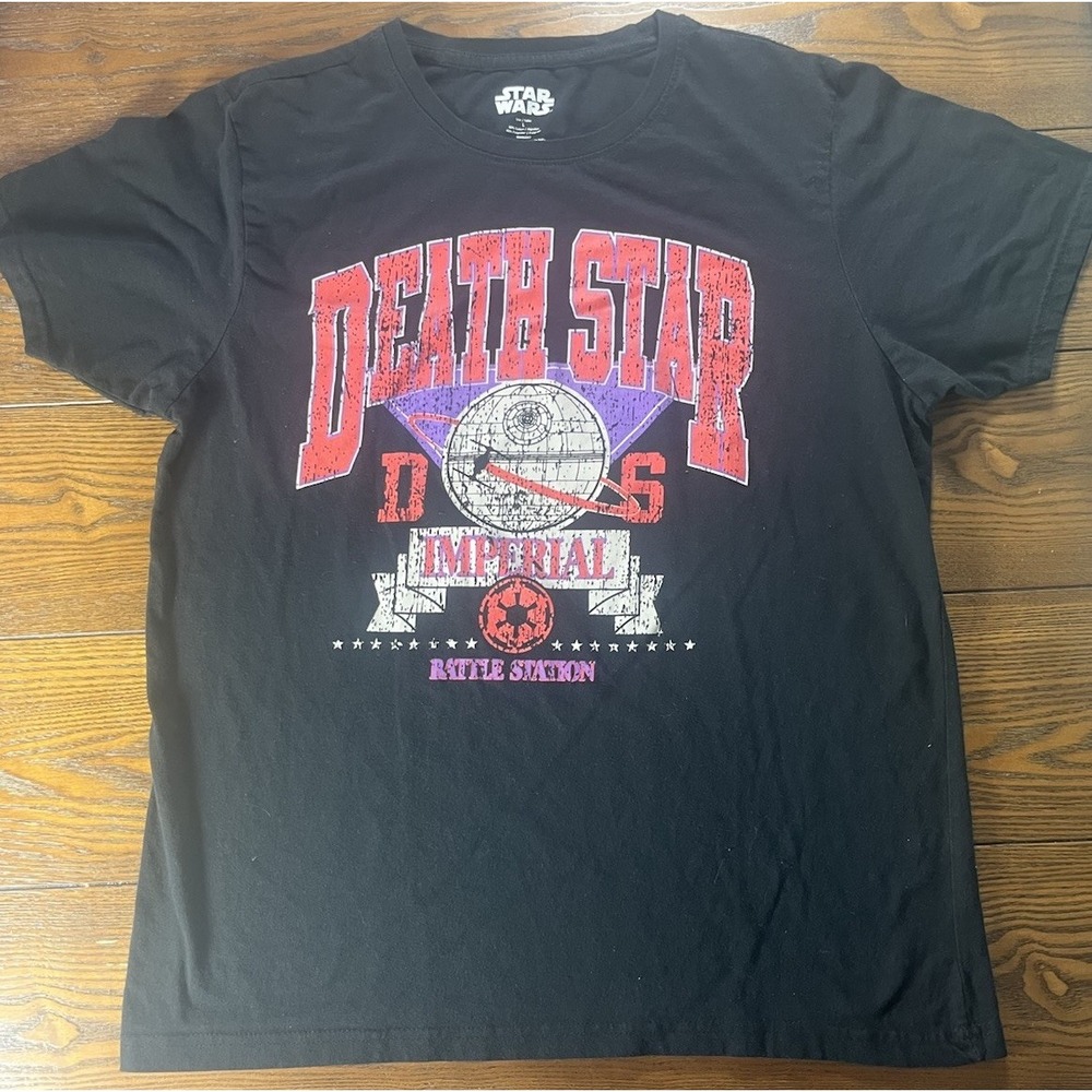 Star Wars Death Star Shirt Mens Large Black Imperial Battle Station T-Shirt
